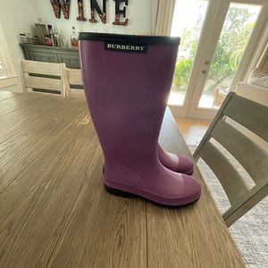 Purple Burberry rain boots